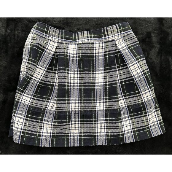 Lands End Skort Blue White Plaid Girls Size 4 Uniform Preppy School Zipper - Picture 1 of 6